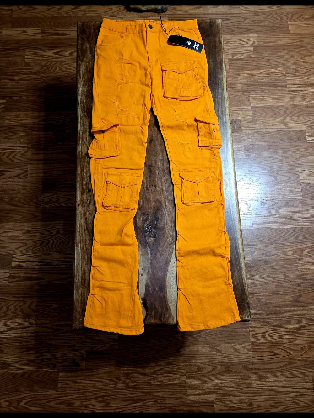 Urban Beast Men's Stacked-Fit (36W x 32) Jeans in Vibrant Orange